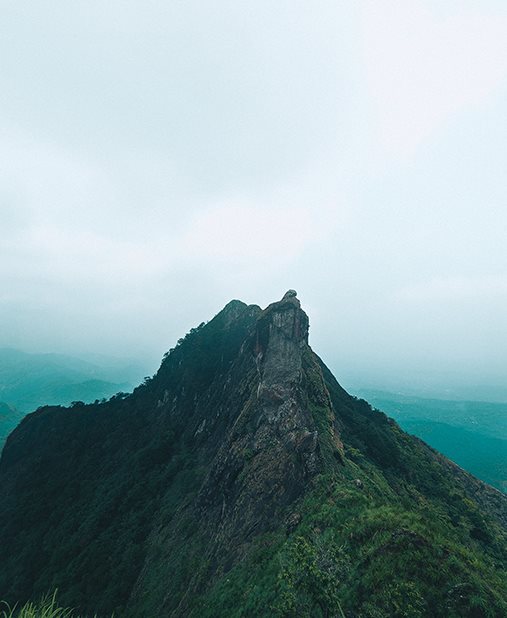 A mountain beneath clouds